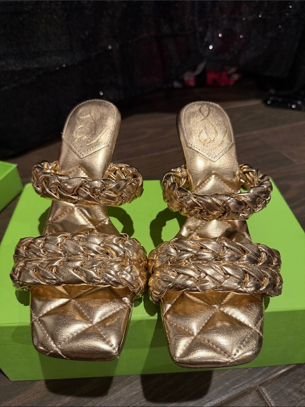 Sam Edelman Metallic Gold Braided Heeled Slides - Picture 4 of 5